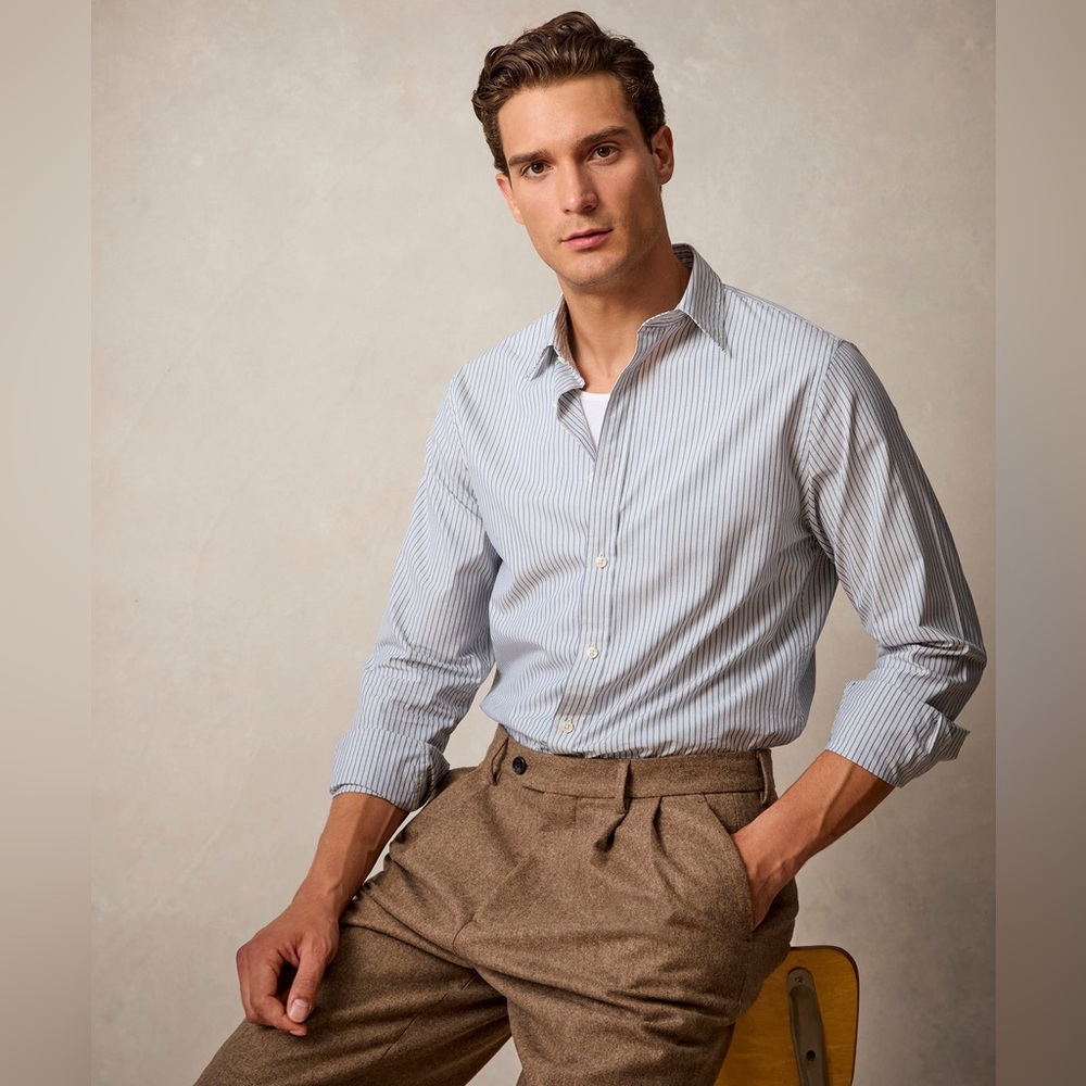 Todd Snyder Men's Blue Striped Shirt